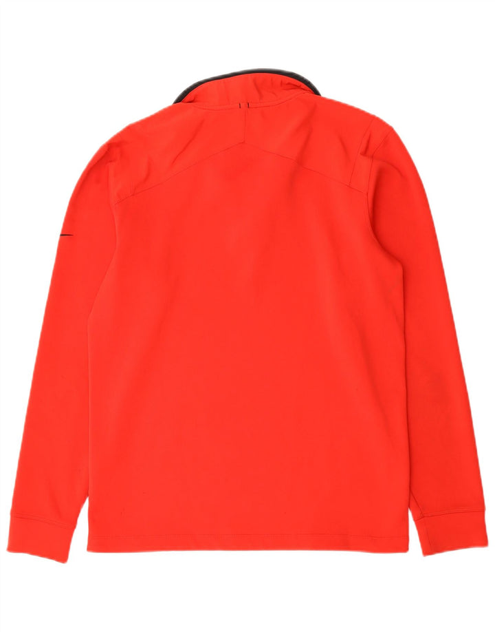 Nike Herre Dri Fit Zip Neck Top Langærmet Lille Rød Polyester