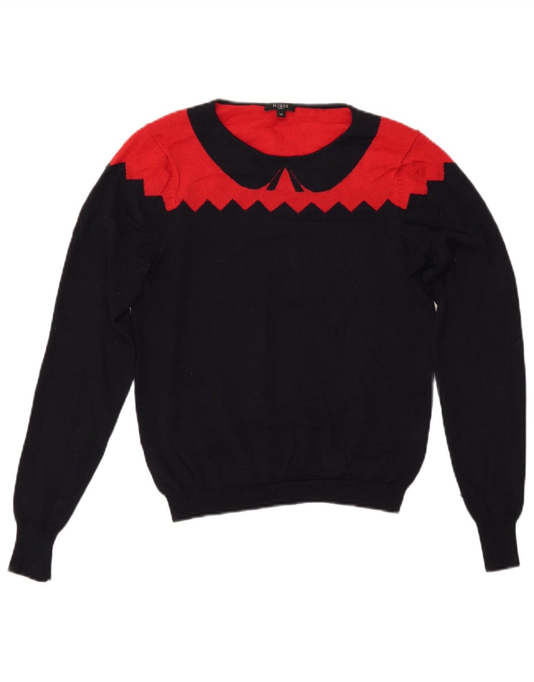 HOBBS Dame Boat Neck Jumper Sweater UK 10 Small Navy Blue Colourblock