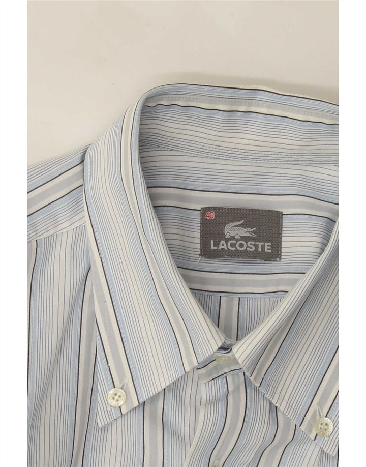 Lacoste Kortærmet Herreskjorte Størrelse 40 Medium Blå Stribet