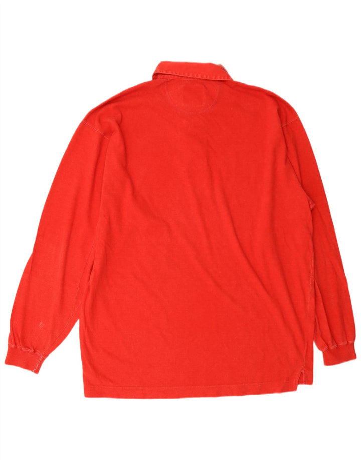 United Cotton Herre grafisk langærmet poloshirt Medium Rød