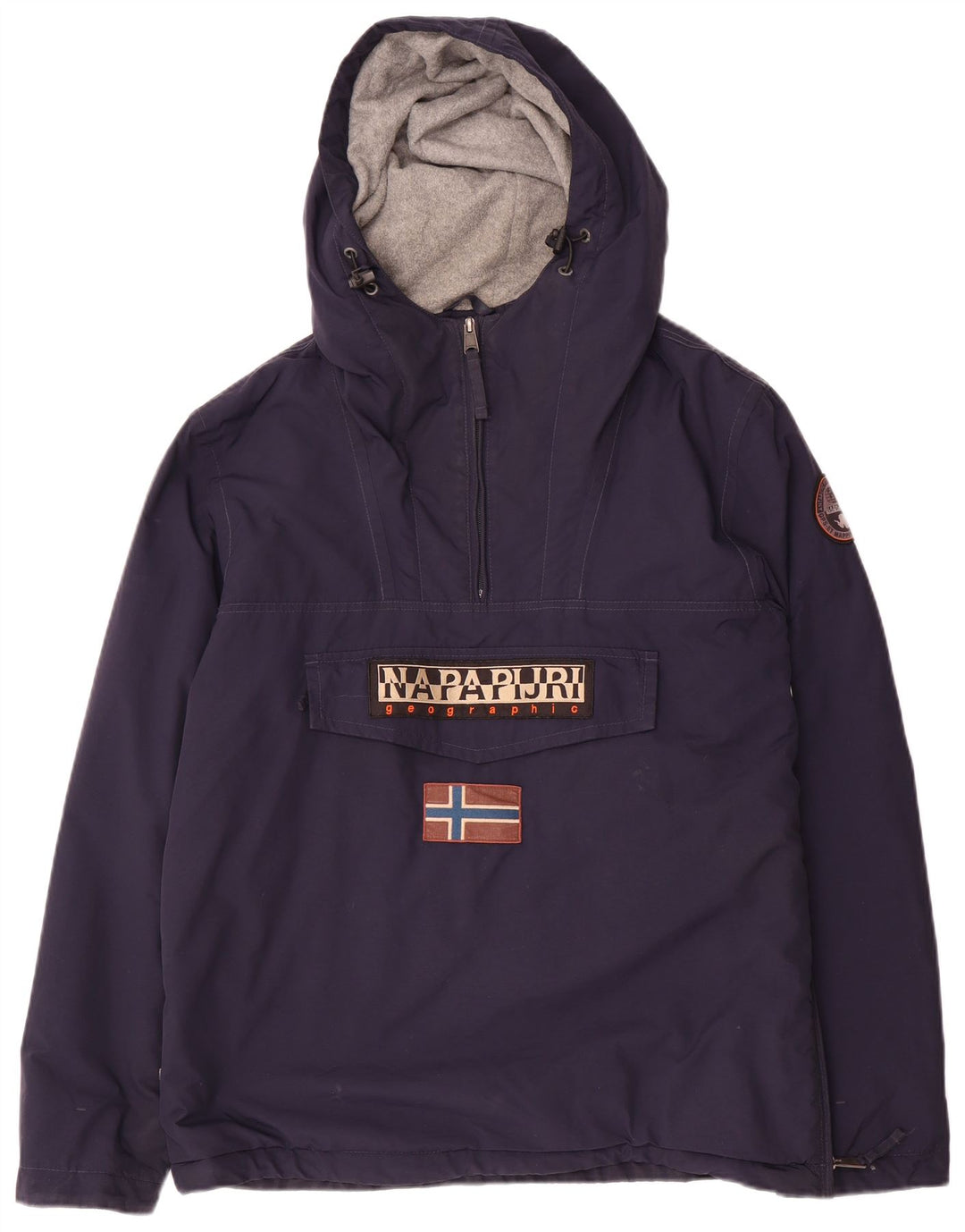 Napapijri Herre Grafisk Hættejakke Anorak UK 38 Medium Navy Blue