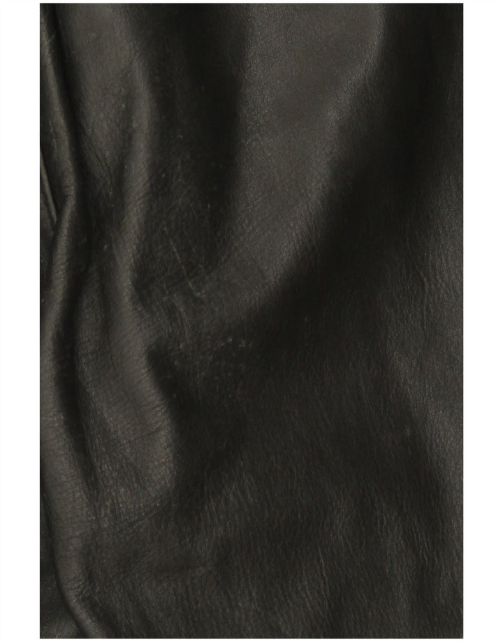 VINTAGE Dame Ærmeløs Læder Jumpsuit UK 12 Medium Sort Læder