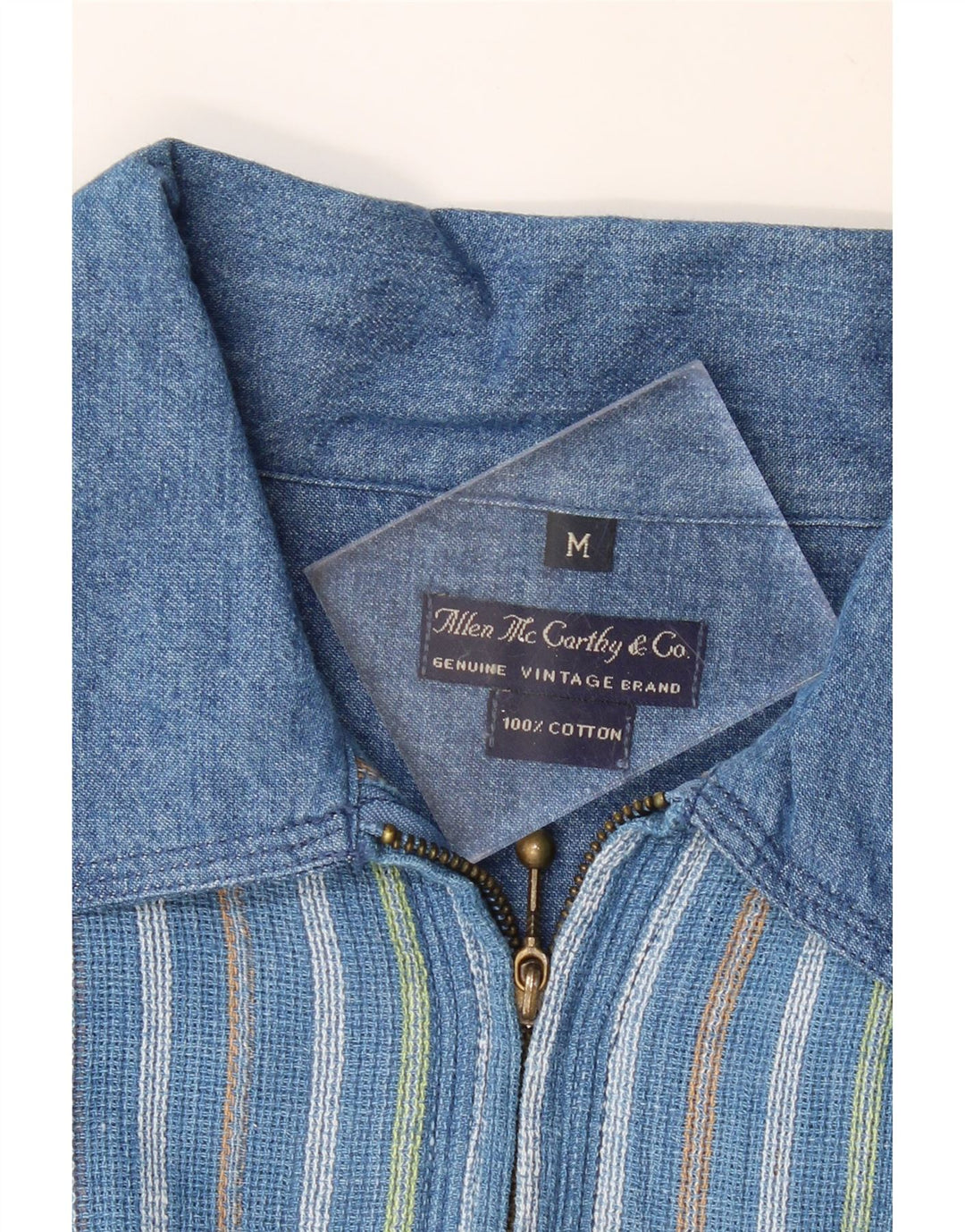 VINTAGE Herre Loose Fit Kortærmet Pullover Shirt Medium Blå Stribet