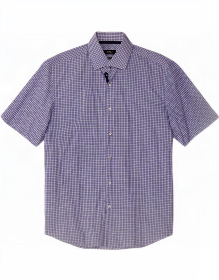Hugo Boss Herre Kortærmet Regular Fit Skjorte Large Blue Check
