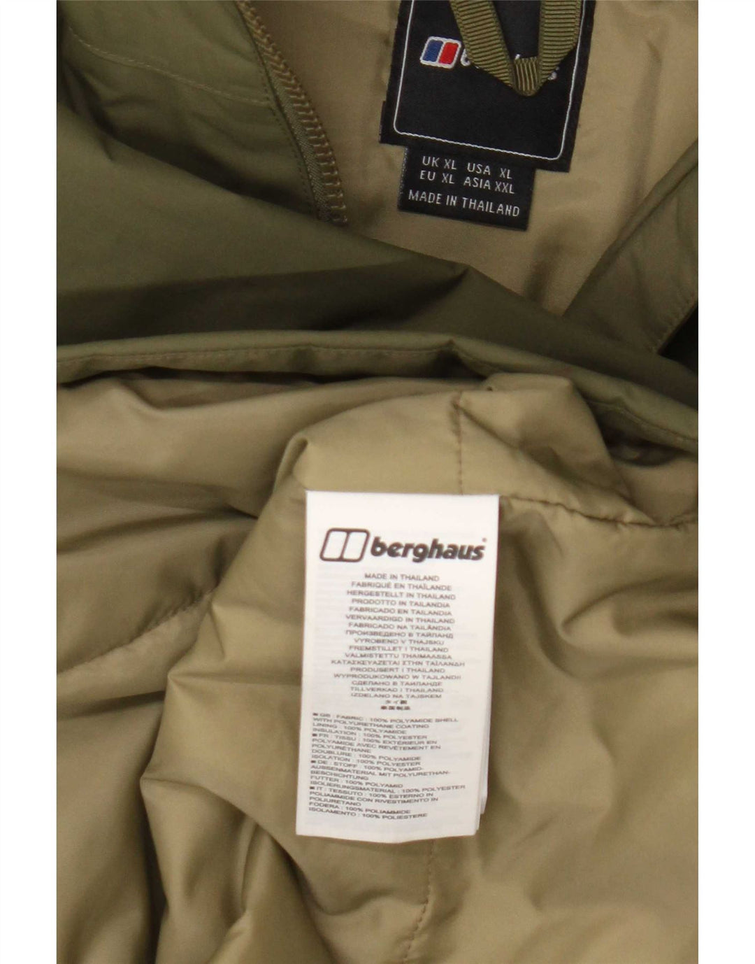 Berghaus Regnjakke med hætte til mænd UK 42 XL Khaki Polyamid