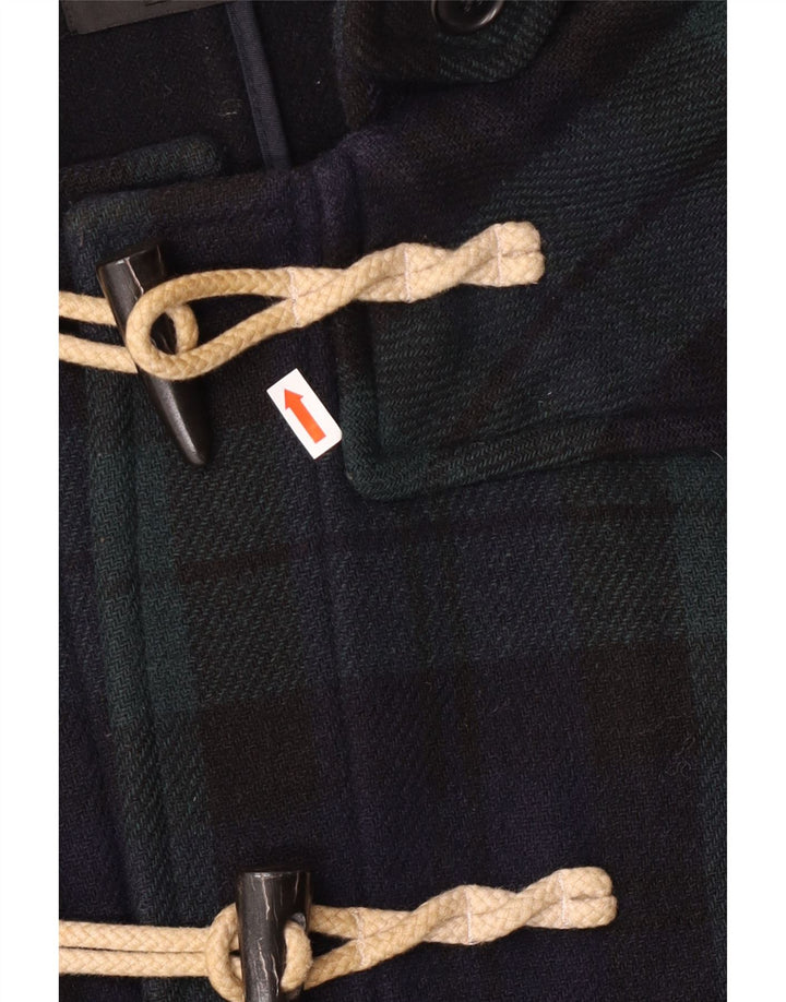 Uniqlo Herre Hooded Duffle Coat UK 36 Small Navy Blue Check