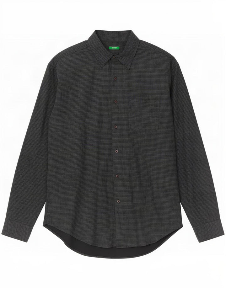 Benetton herreskjorte XL marineblå Gingham