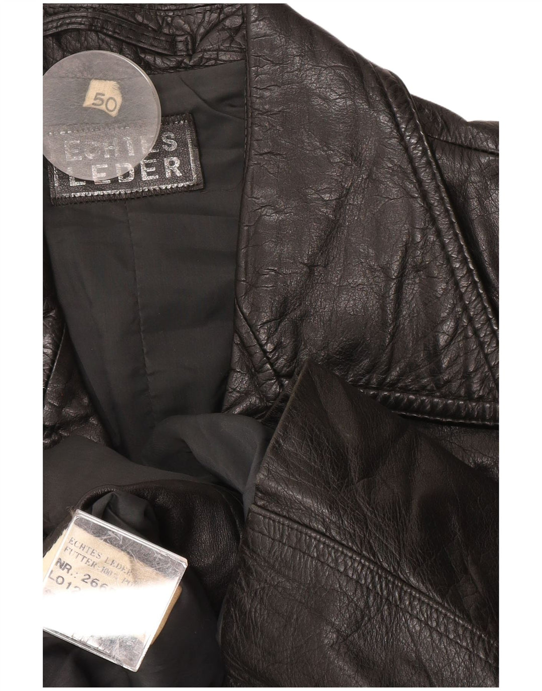 Vintage Herre Læderjakke EU 50 Stor Sort Læder