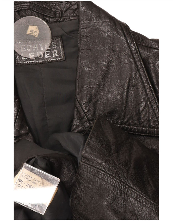 Vintage Herre Læderjakke EU 50 Stor Sort Læder