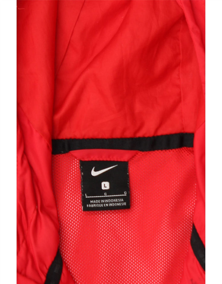 NIKE Mens Hooded Rain Jacket UK 40 Large Red Nylon Vintage Nike and Second-Hand Nike from Messina Hembry 