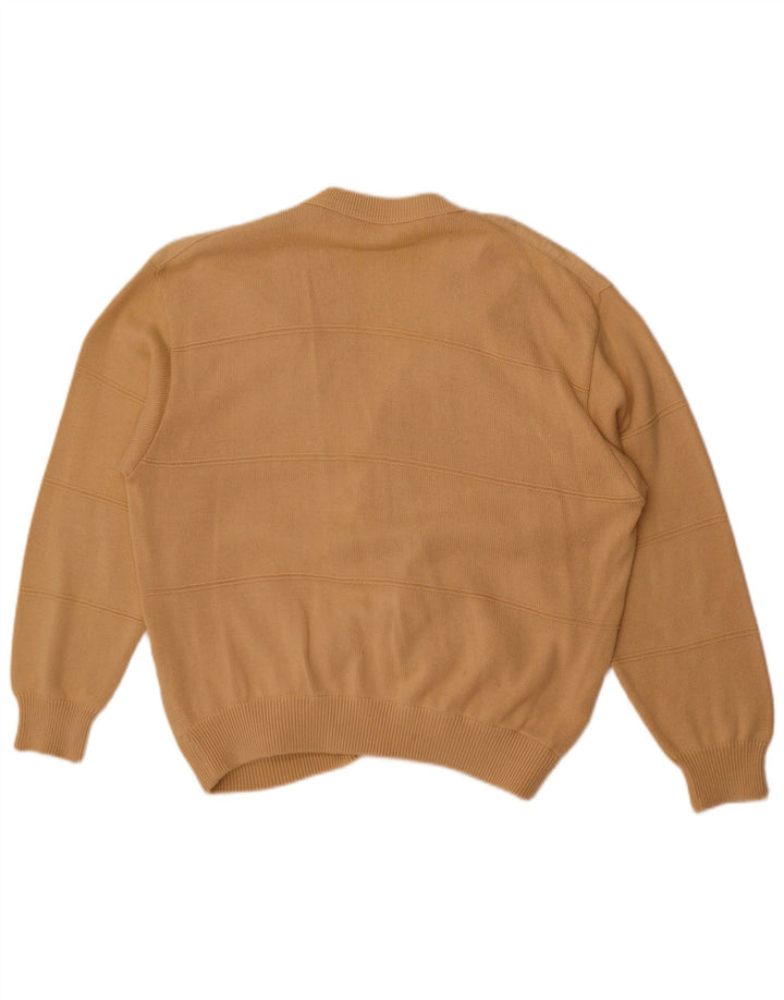 Vintage herre cardigan sweater stor beige stribet