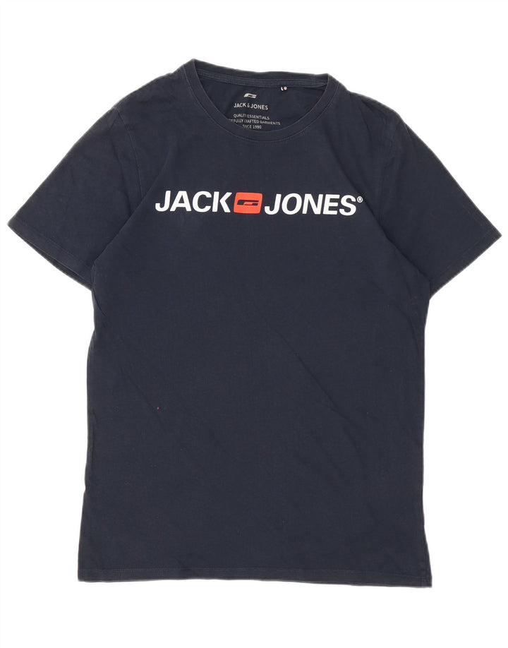 Jack & Jones Herre grafisk T-shirt Top Lille marineblå bomuld