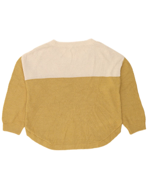 Fat Face Dame Boat Neck Jumper Sweater UK 14 Large Yellow Colourblock
