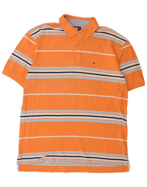 Tommy Hilfiger herre poloshirt XL orange stribet bomuld