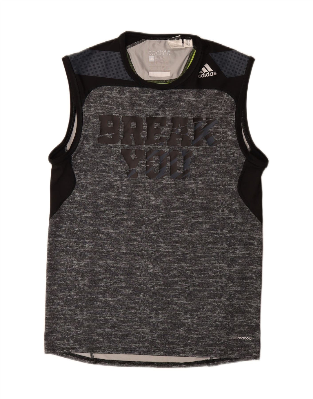 ADIDAS Mens Climacool Graphic Vest Top Medium Grey Flecked Sports Vintage Adidas and Second-Hand Adidas from Messina Hembry 