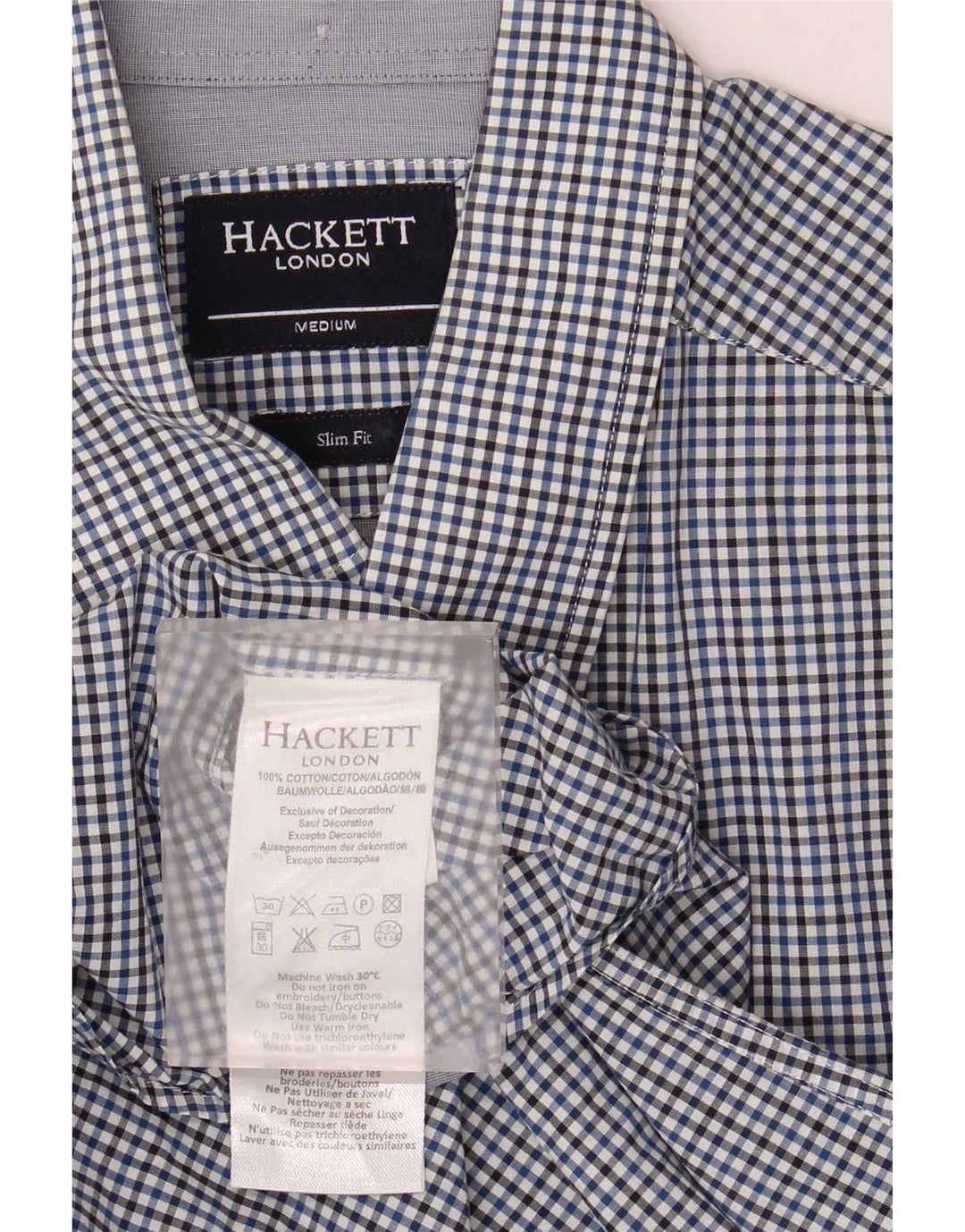 Hackett Herre Slim Fit skjorte Medium Blue Gingham Cotton