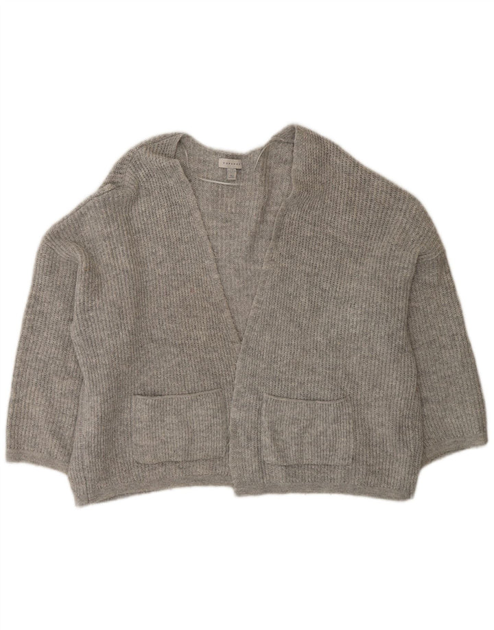 Topshop Dame Oversized Open Cardigan Sweater UK 14 Medium Grå Akryl