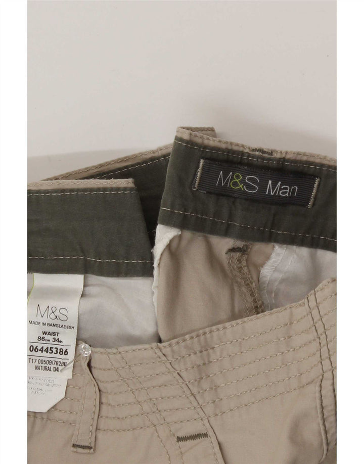 Marks & Spencer Herre Cargo Shorts Large W34 Beige Bomuld