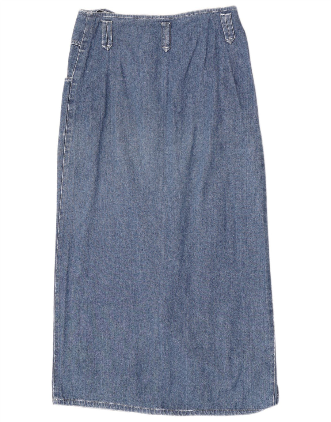 Vintage Dame Midi Denim Nederdel Medium W28 Blå Bomuld