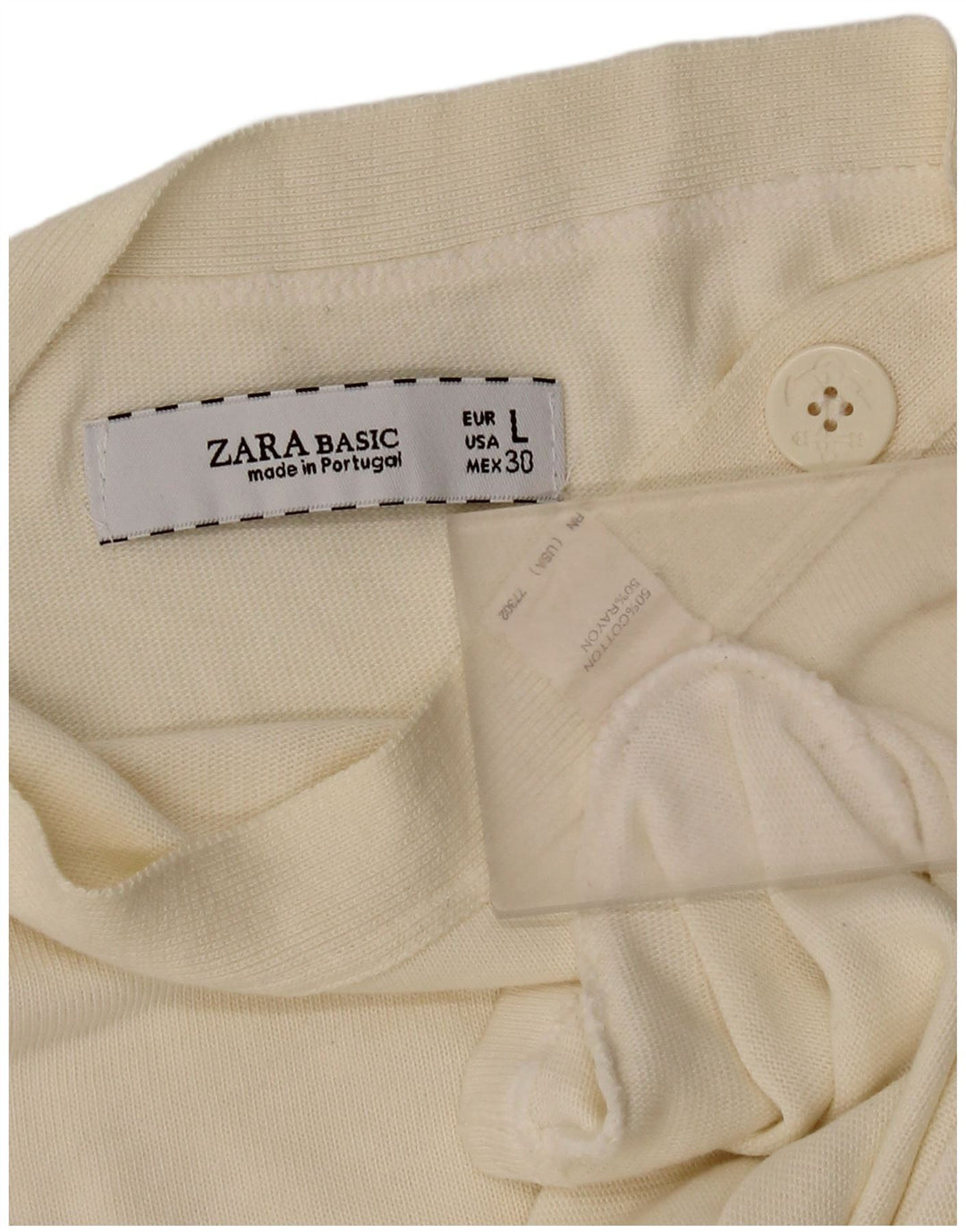 Zara Dame Top 3/4 ærmer UK 14 Stor hvid bomuld