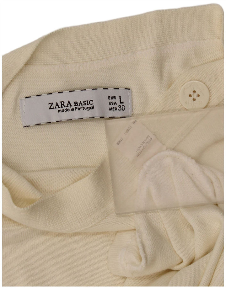Zara Dame Top 3/4 ærmer UK 14 Stor hvid bomuld