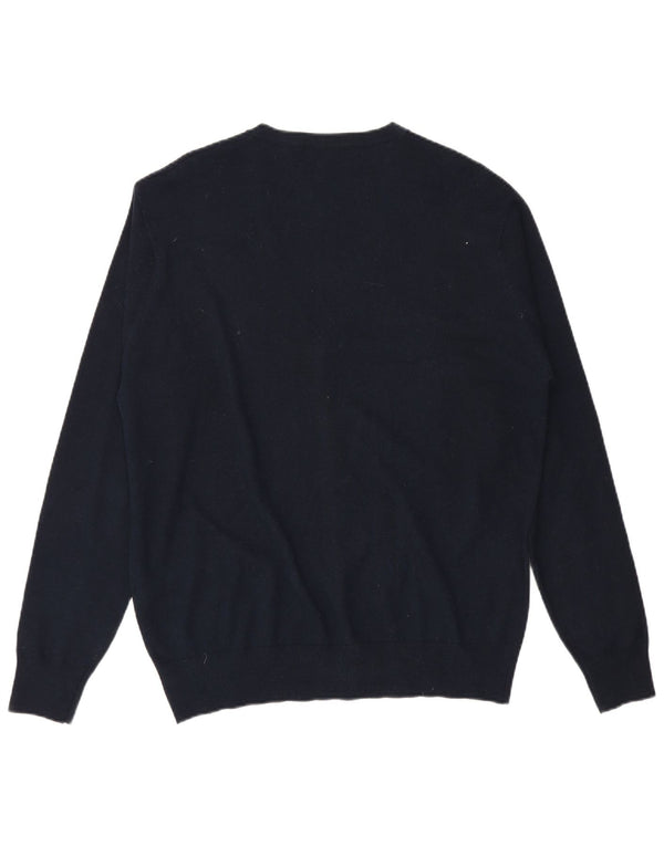 Trussardi Herre Cardigan Sweater IT 54 XL Marineblå Uld