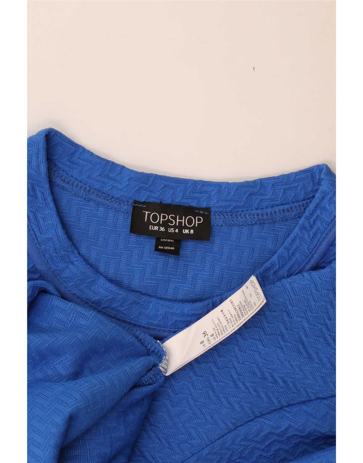 Topshop Dame T-Shirt Top UK 8 Lille Blå Polyester