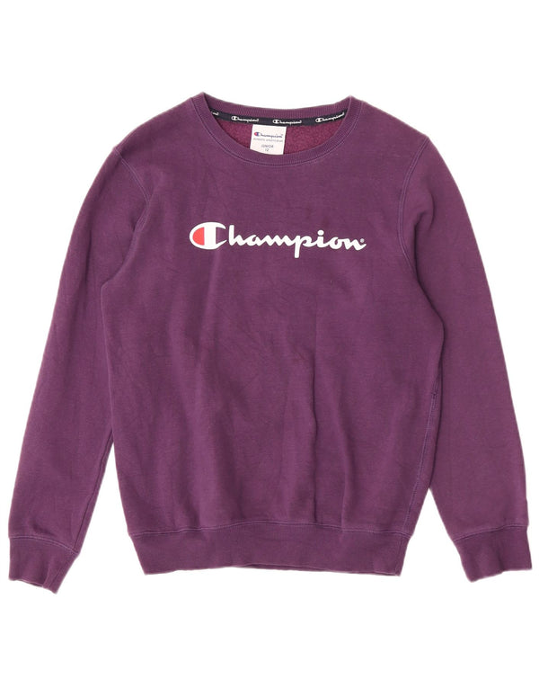 Champion Boys Grafisk Sweatshirt Jumper 11-12 år Lilla bomuld