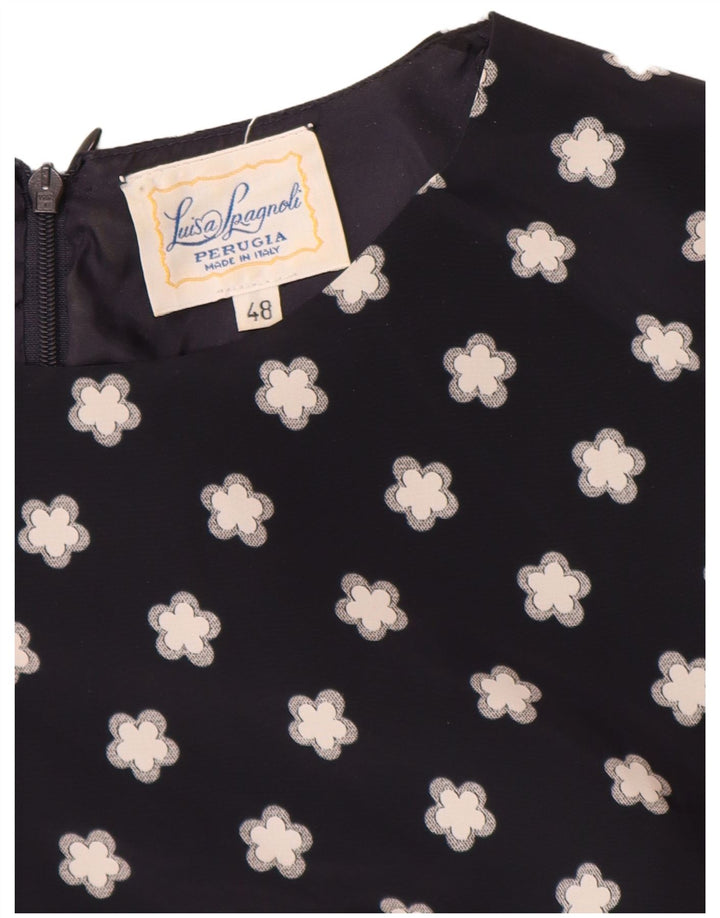 Luisa Spagnoli Dame Skede Kjole IT 48 XL Navy Blue Floral Polyester