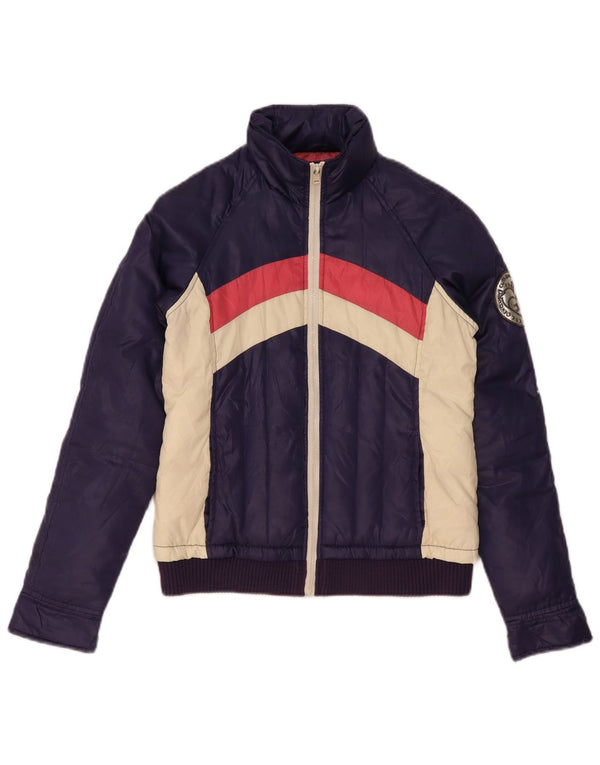 Gaudi Dame Polstret Jakke IT 42 Medium Navy Blue Colourblock Polyester