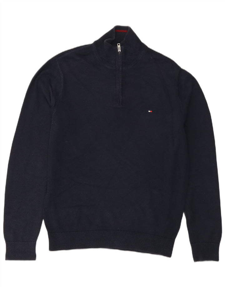 TOMMY HILFIGER Sweater med lynlås til mænd mellem marineblå bomuld