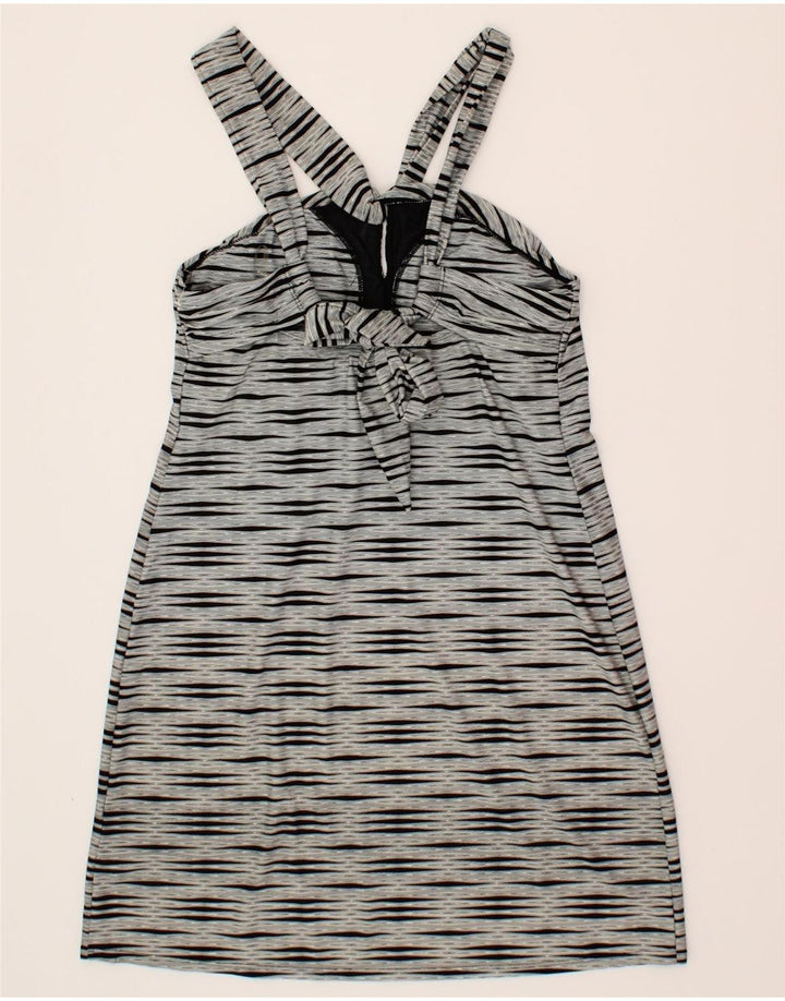ATHLETA Womens Sleeveless A-Line Dress UK 14 Medium Grey Striped Nylon Vintage Athleta and Second-Hand Athleta from Messina Hembry 