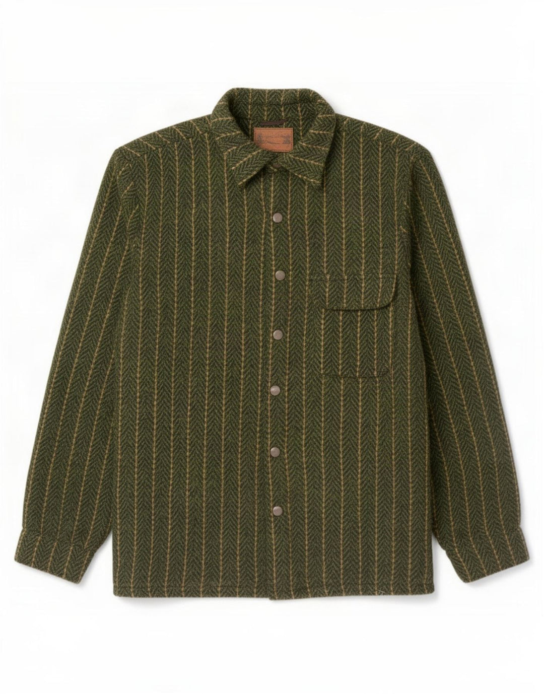 Scout Herre Overshirt Skjorte Medium Grøn Stribet Polyester