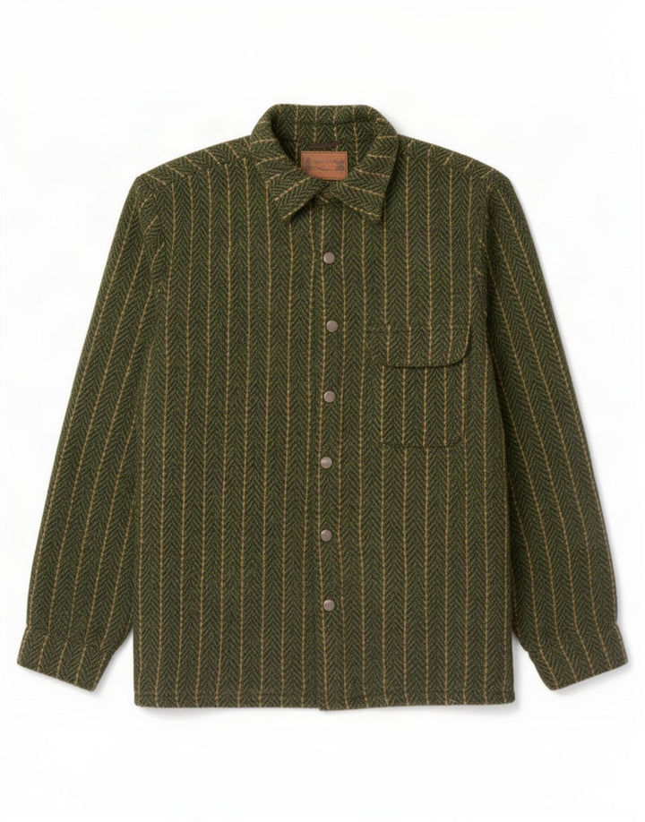 Scout Herre Overshirt Skjorte Medium Grøn Stribet Polyester