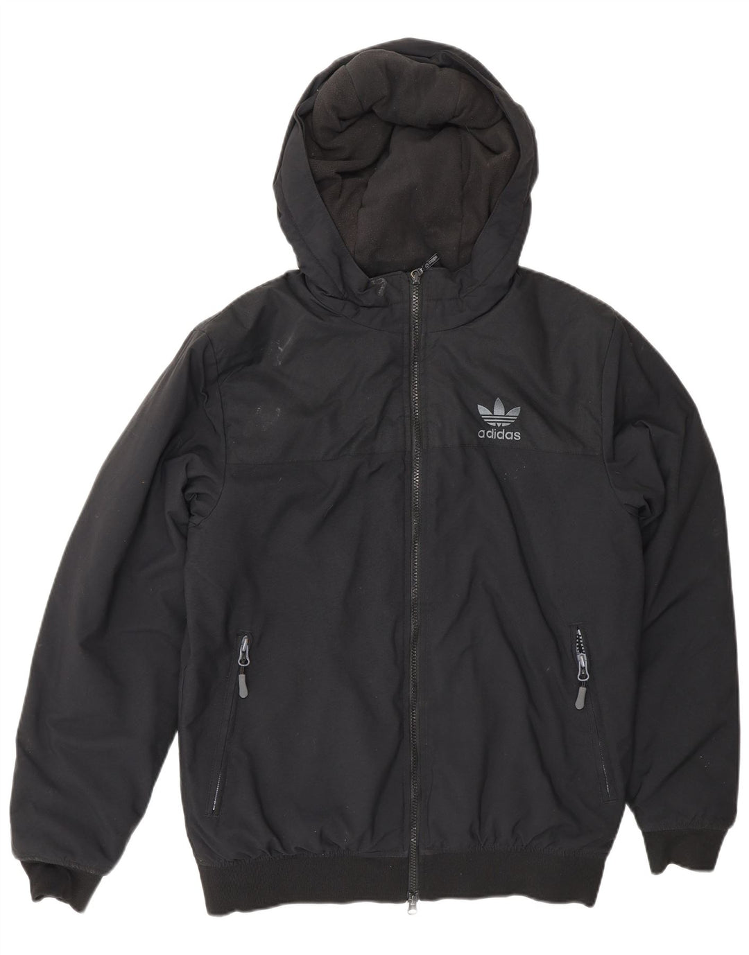 Adidas Herre Hooded Bomber Jacket UK 36 Small Black Polyester