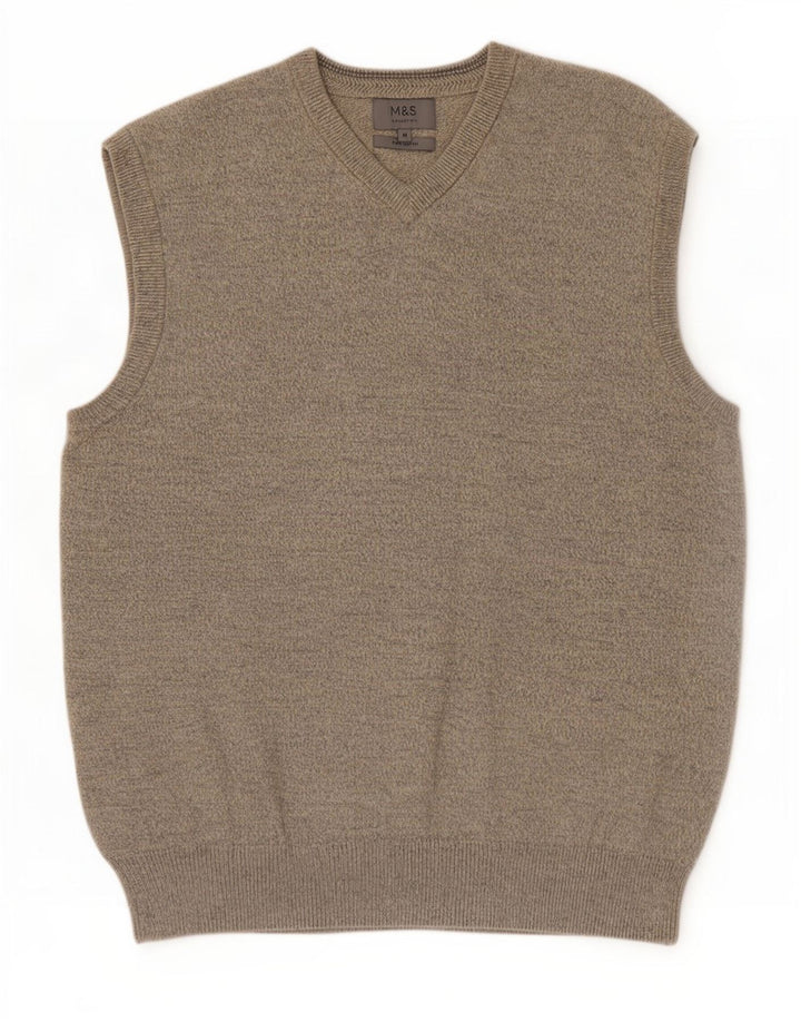 Marks & Spencer Herrevest Tank Top Medium Beige Flecked Bomuld