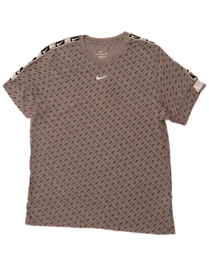 NIKE Grafisk T-shirt-top med standard pasform til mænd XL Grå Colourblock Bomuld