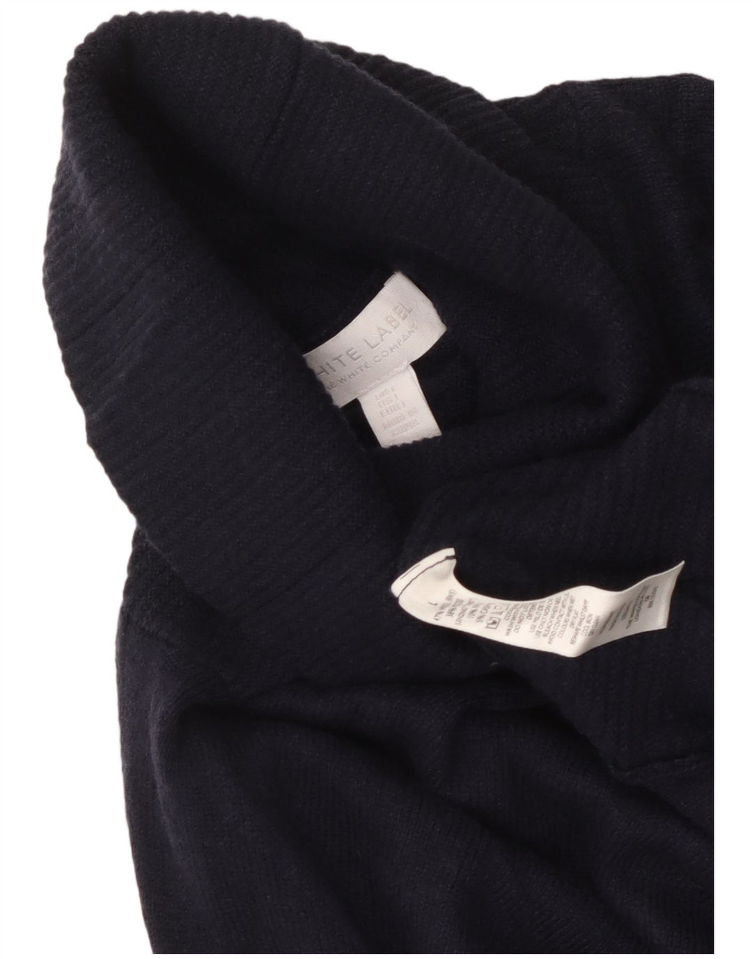 White Label Womens Crop Roll Neck Jumper Sweater UK 16 Large Navy Blue