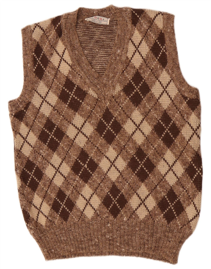 Dama Vest Tank Top Lille Brun Argyle/Diamant Wool