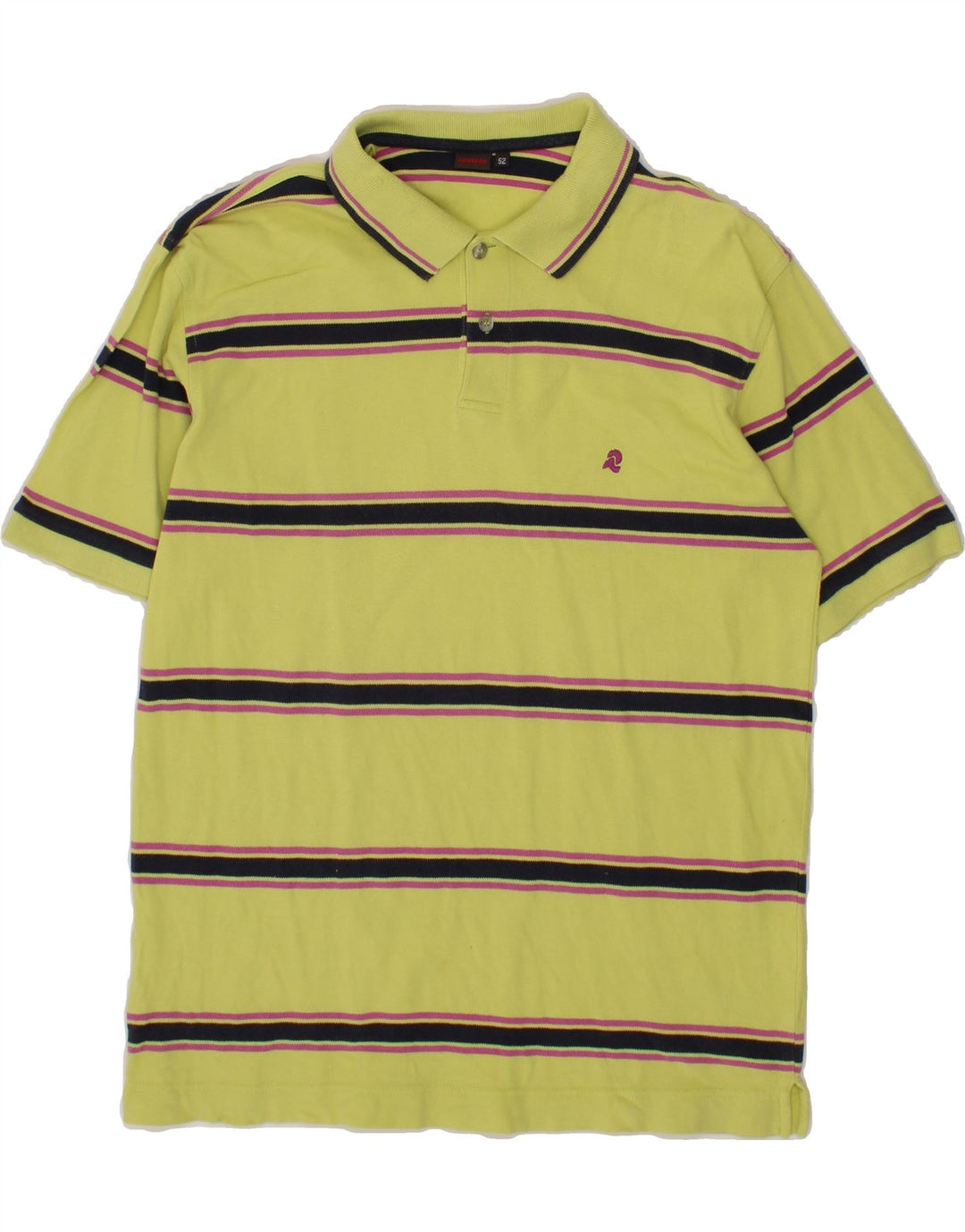 INVICTA Mens Polo Shirt Size 52 Large Yellow Striped Cotton Vintage Invicta and Second-Hand Invicta from Messina Hembry 