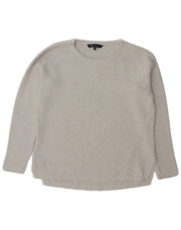 Besætningstøj Dame Boat Neck Jumper Sweater UK 12 Medium Grey Bomuld