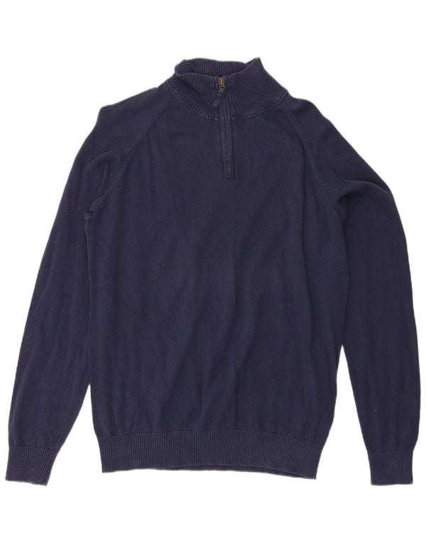 Timberland Herre Regular Fit Zip Neck Jumper Sweater Large Navy Blue Bomuld
