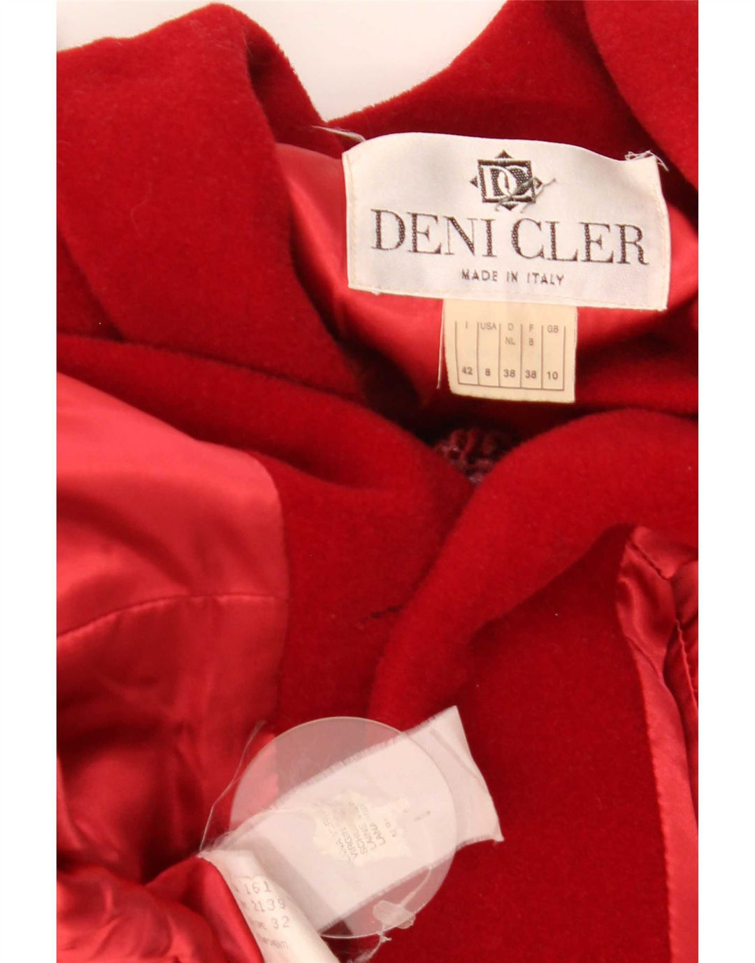 Deni-Cler Dame Oversized Overfrakke UK 10 Lille Rød Uld