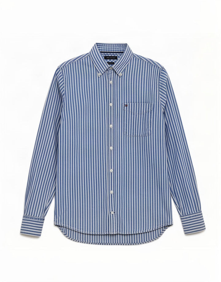 Tommy Hilfiger Herreskjorte Medium Blue Pinstripe Bomuld