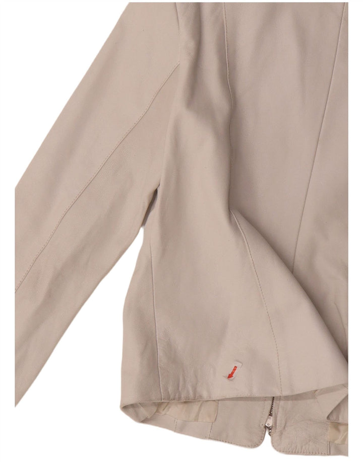 Cabrini Dame Læder Blazer Jacket IT 40 Lille Hvid Læder