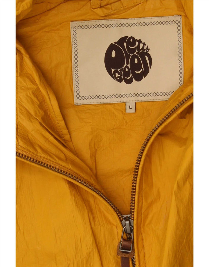 Pretty Green Herre Hætte Regnjakke UK 40 Large Yellow