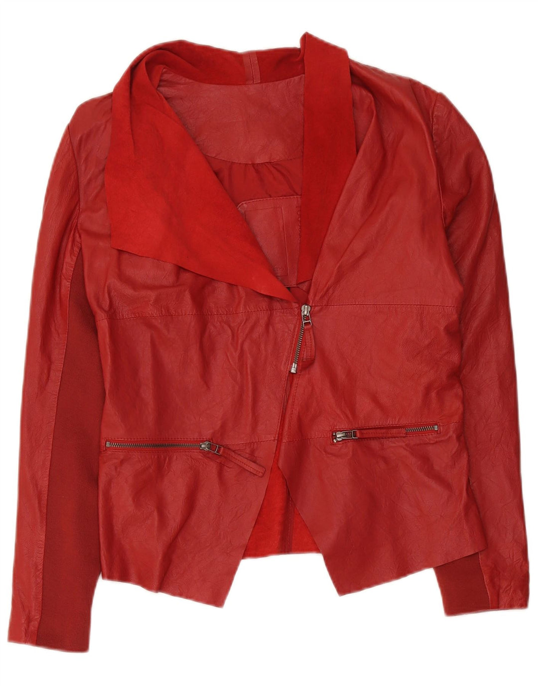 Cigno Nero Dame Læder Blazer Jakke IT 42 Medium Rød