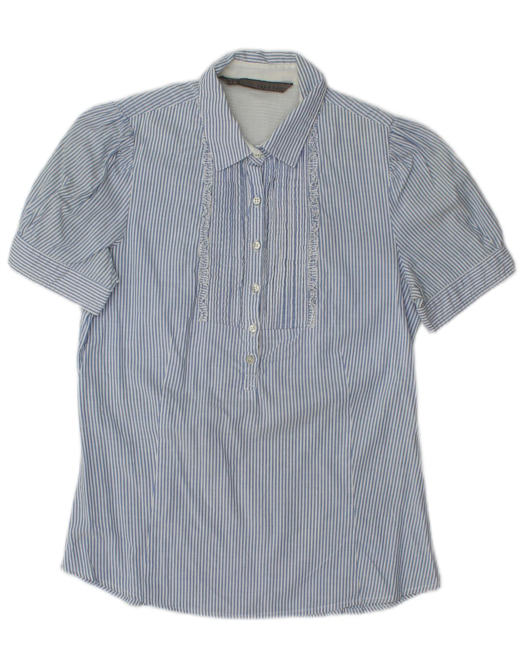 Zara Dame Kortærmet Pullover Shirt UK 10 Lille Blå Stribet