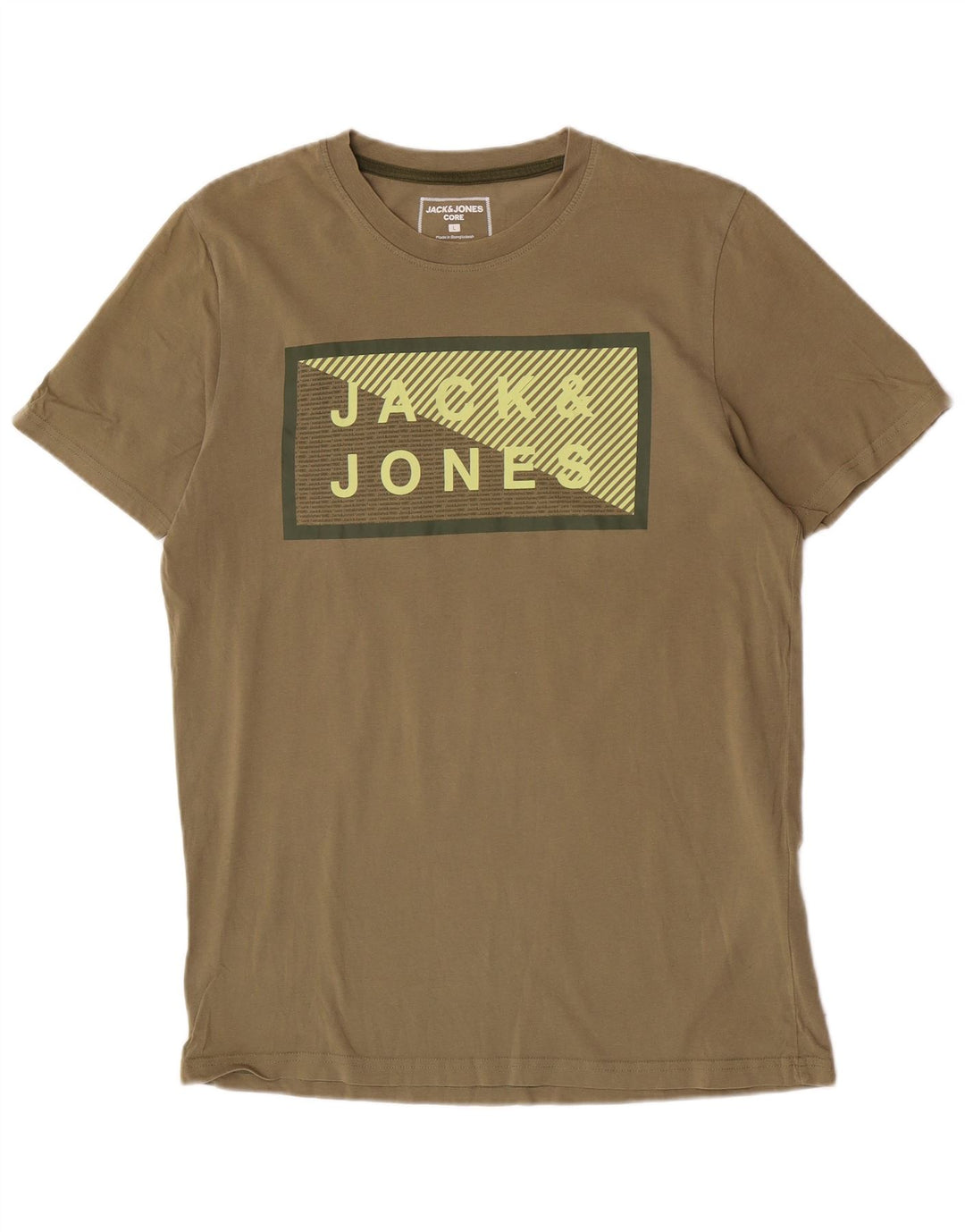 Jack & Jones Herre grafisk T-shirt Top Stor Khaki Bomuld