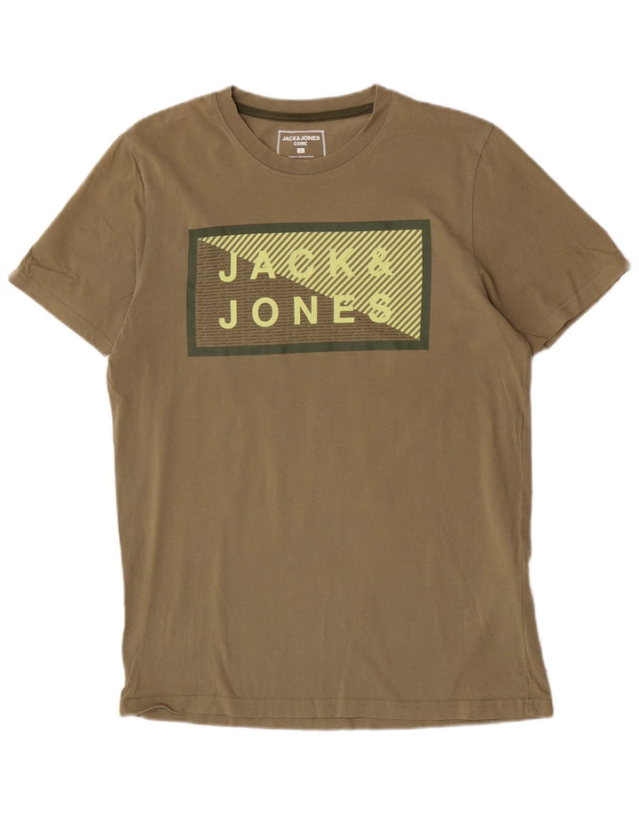 Jack & Jones Herre grafisk T-shirt Top Stor Khaki Bomuld